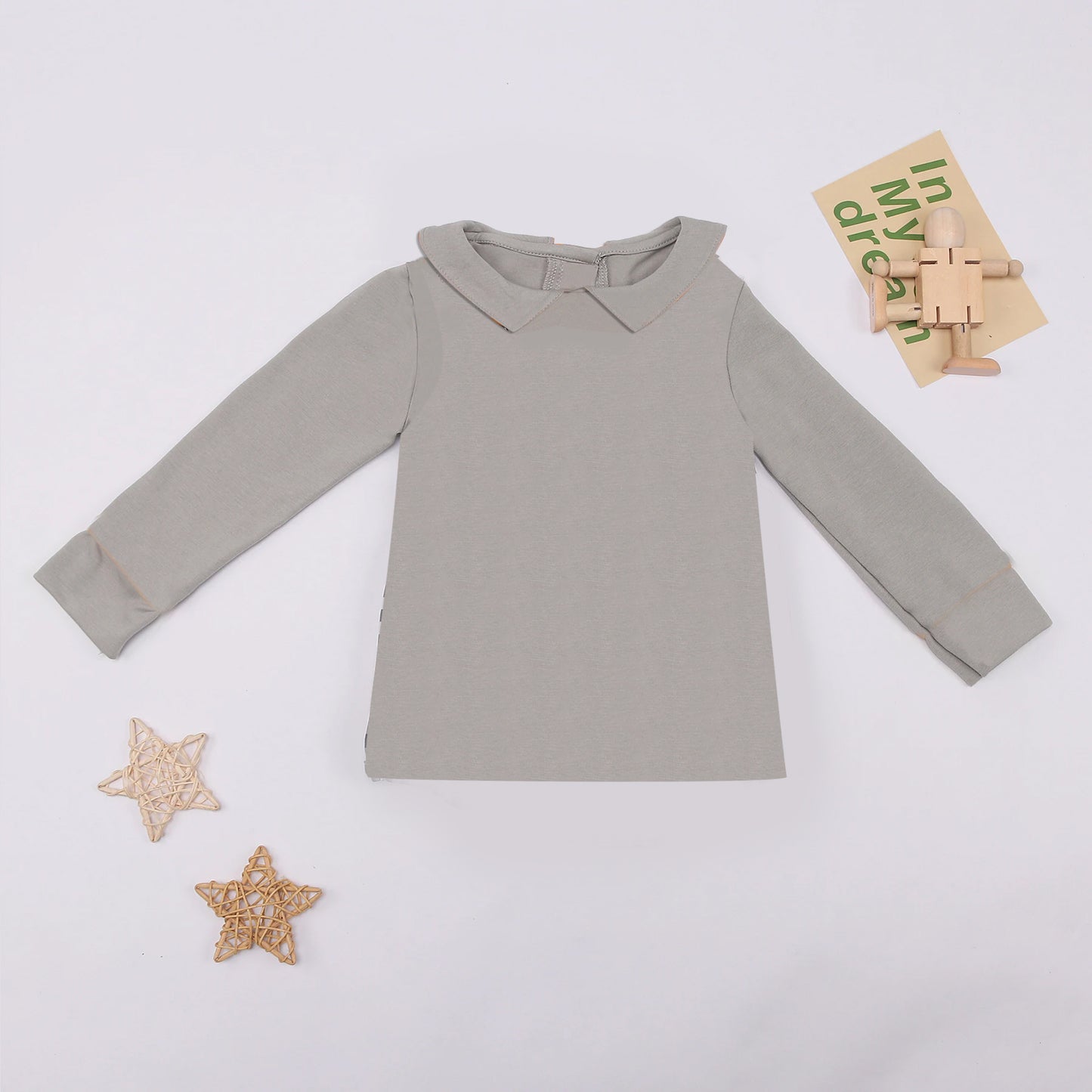 Grey long sleeves cotton baby kids shirt