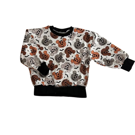 Long sleeves pumpkin mouse bat kids Halloween shirt