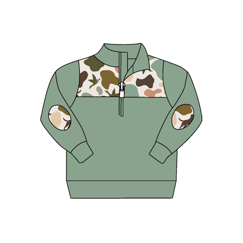 Long sleeves duck dog camo kids boys zipper pullover