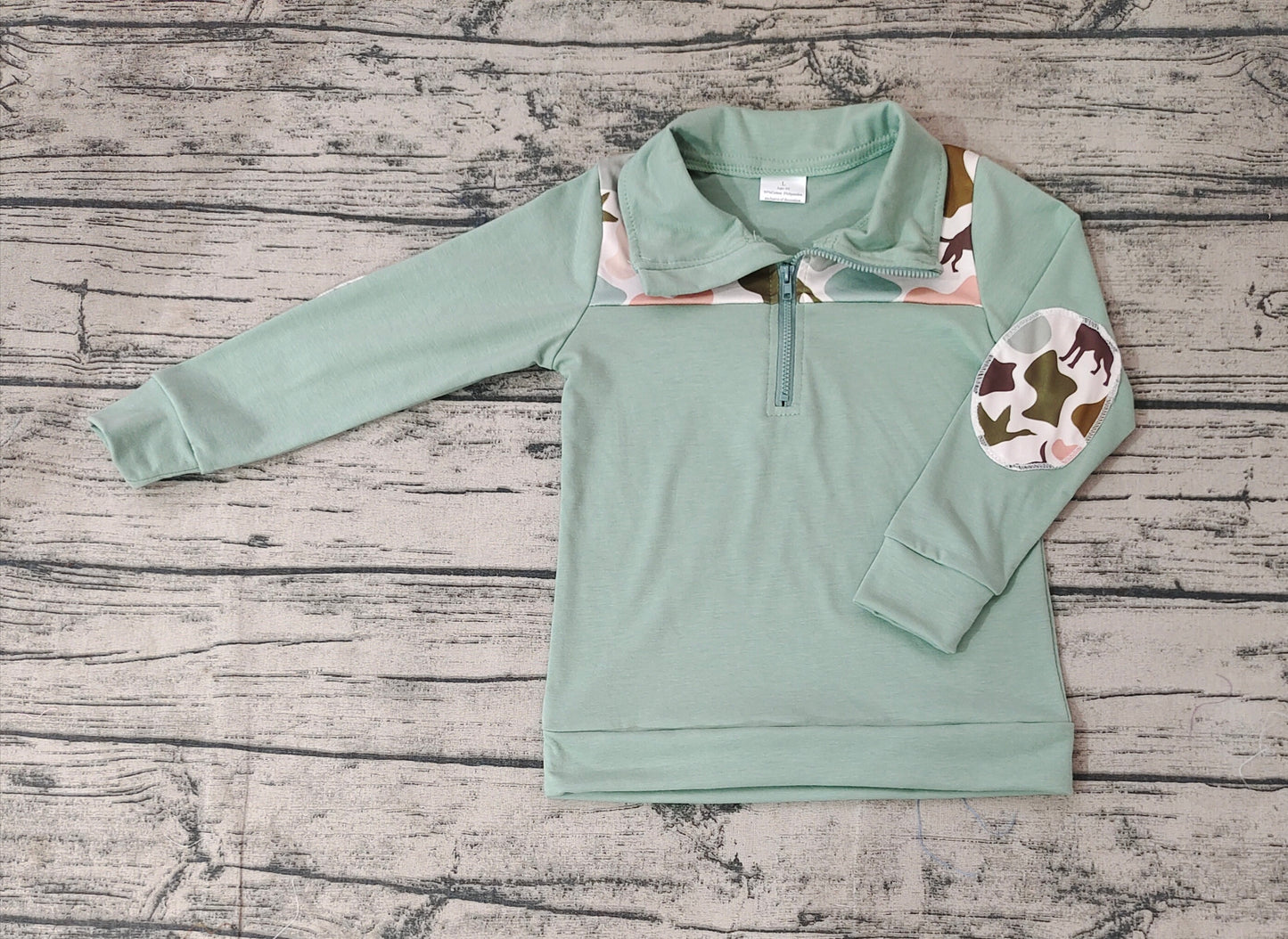 Long sleeves duck dog camo kids boys zipper pullover