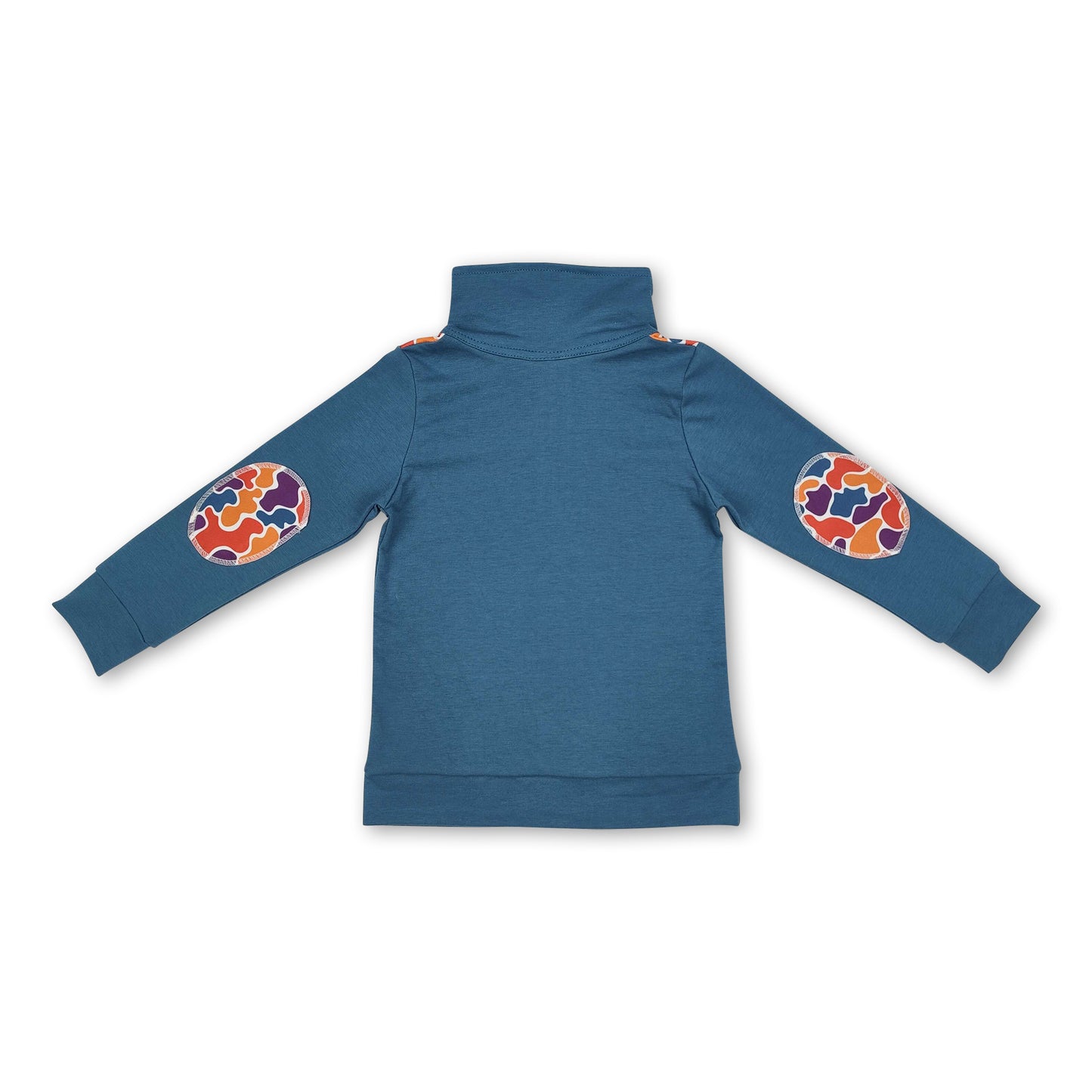 Blue long sleeves camo kids boys zipper pullover