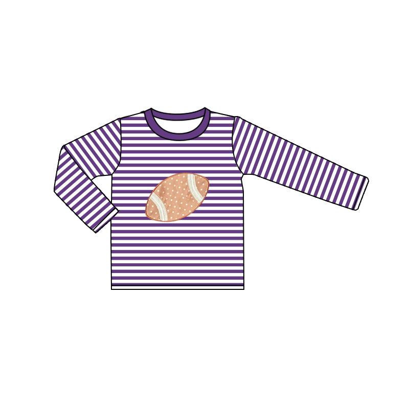 Purple stripe long sleeves football kids boys team shirt