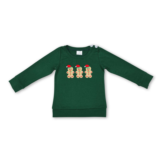 Dark green long sleeves gingerbread kids Christmas shirt