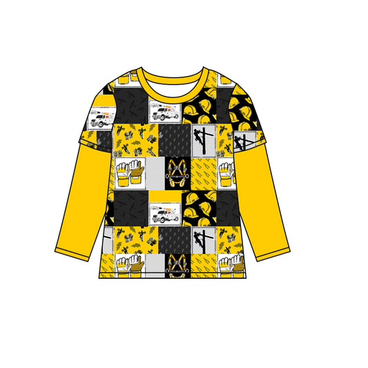 Yellow long sleeves lineman kids boys shirt