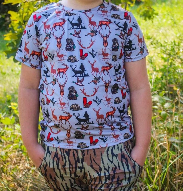 Short sleeves deer duck print boys hunting shirt