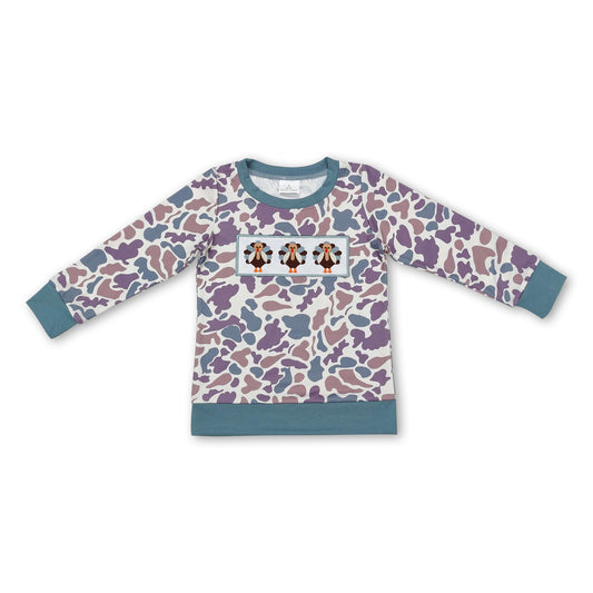 Long sleeves turkey camo kids Thanksgiving shirt