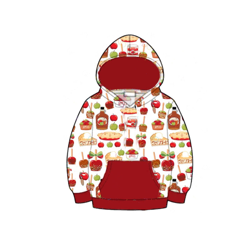 Long sleeves red apple cakes baby kids hoodie