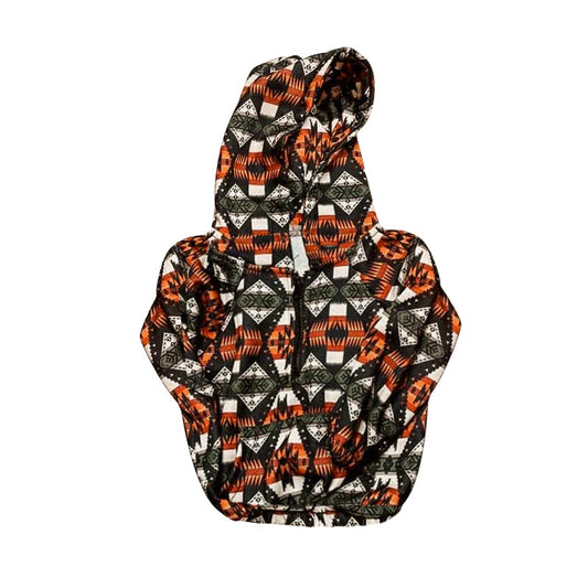 Black orange aztec long sleeves western toddler kids hoodie