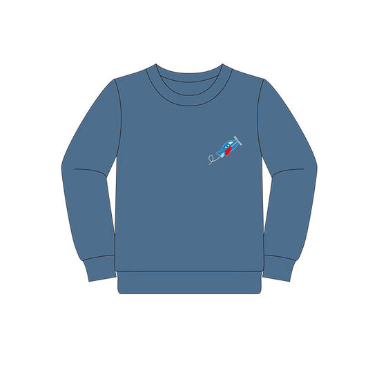 Blue long sleeves air plane kids boys shirt