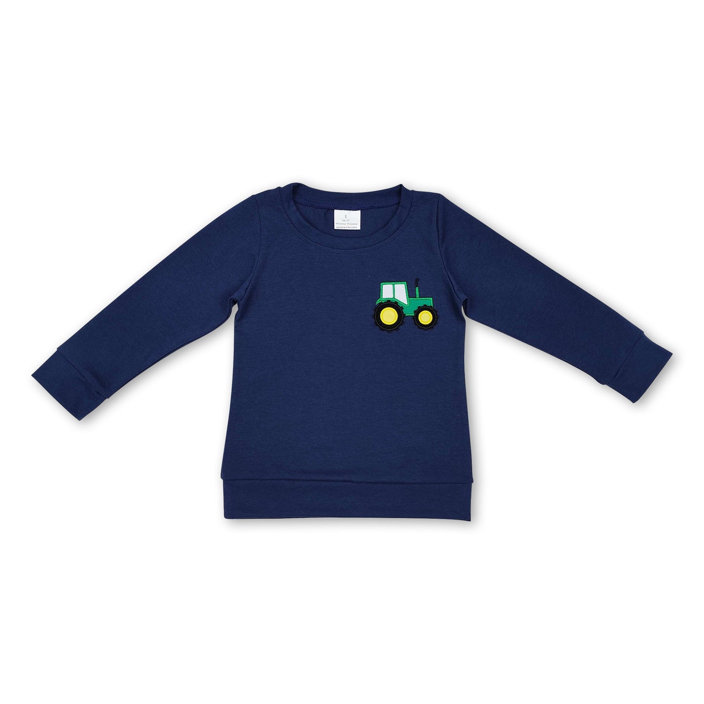 Blue long sleeves tractor farm kids boys shirt