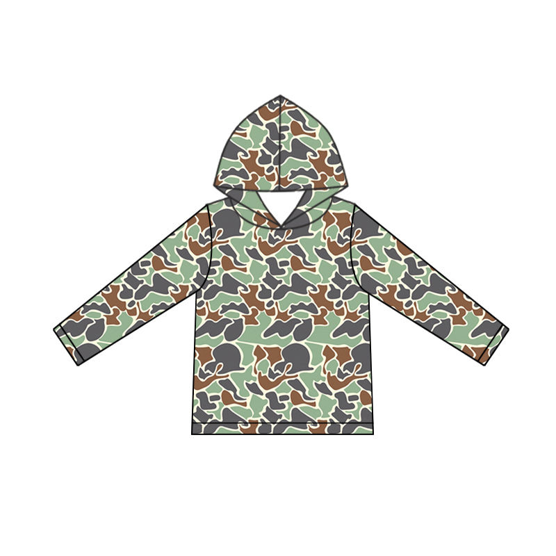 Long sleeves mint camo kids boys hoodie