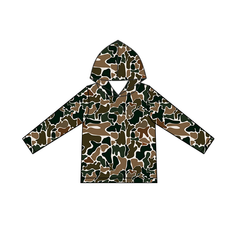 Long sleeves brown camo kids boys hoodie