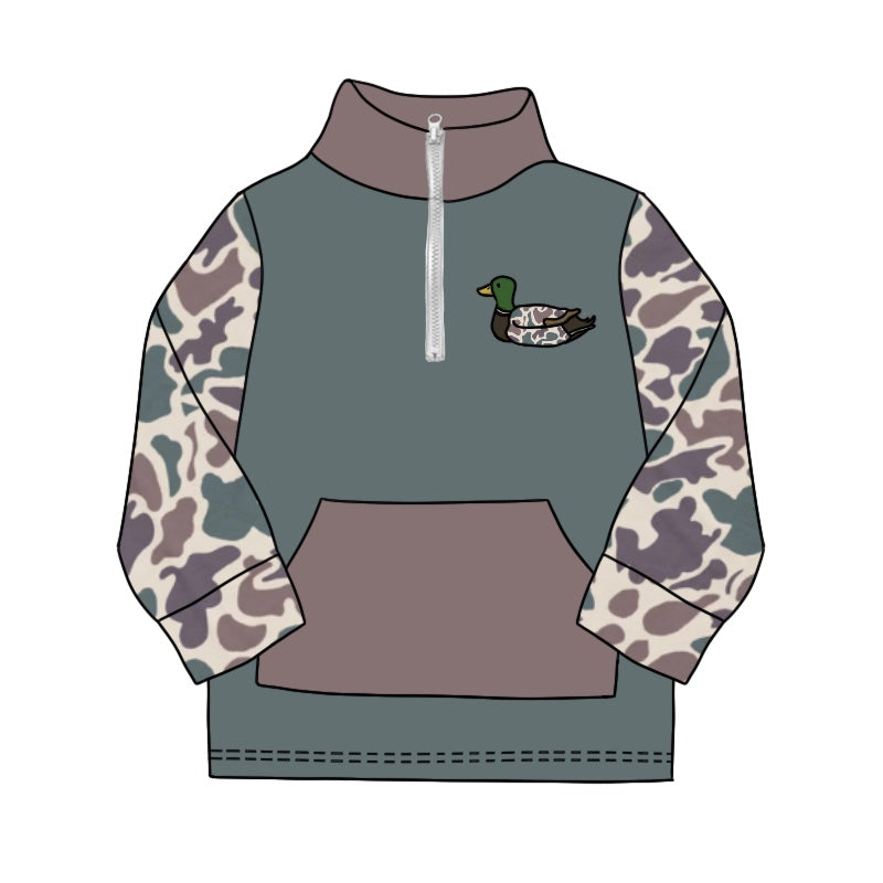 Camo duck pocket baby boy zip pullover