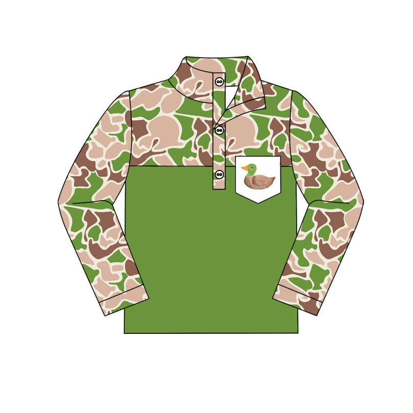 Camo long sleeves duck pocket green baby boy pullover