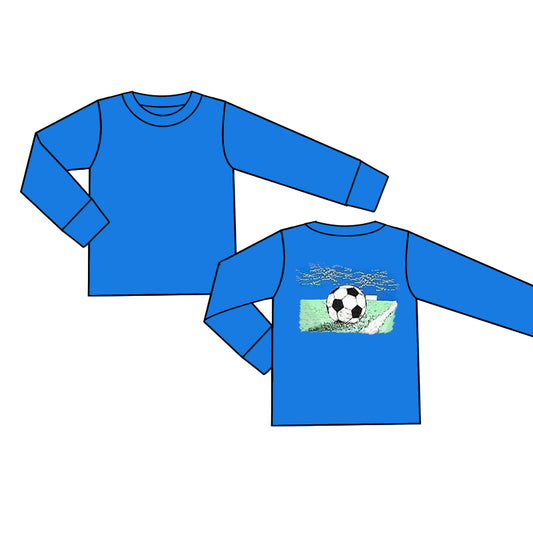 Blue long sleeves soccer kids boys shirt