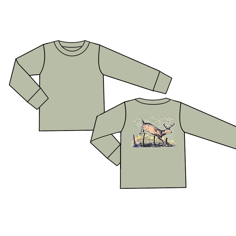 Long sleeves deer kids boys hunting shirt