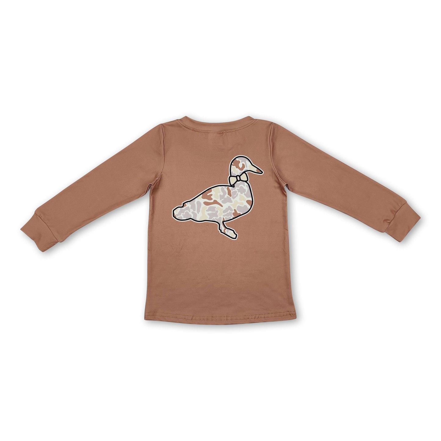 Brown long sleeves camo duck kids boys hunting shirt