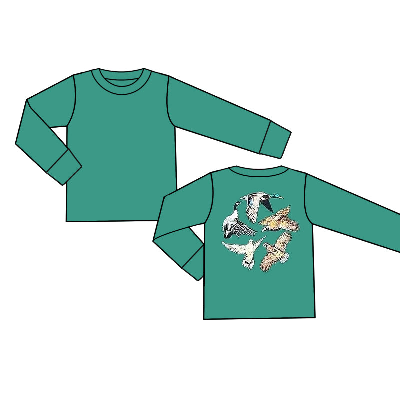 Green long sleeves duck kids boys hunting shirt