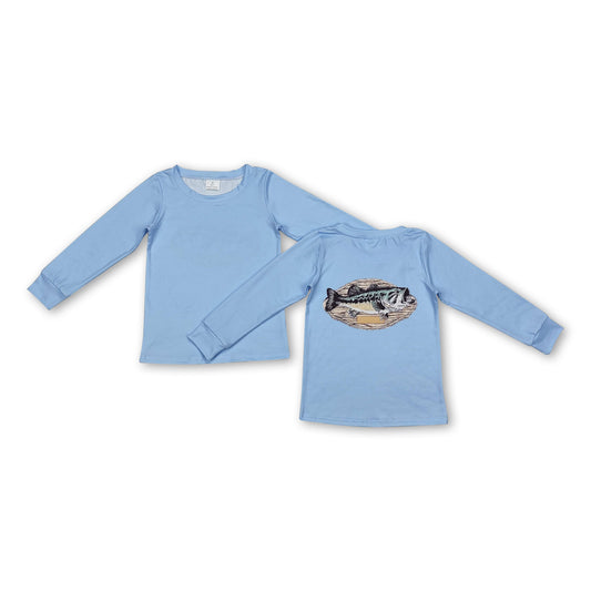 Light blue long sleeves fishing kids boys hunting shirt