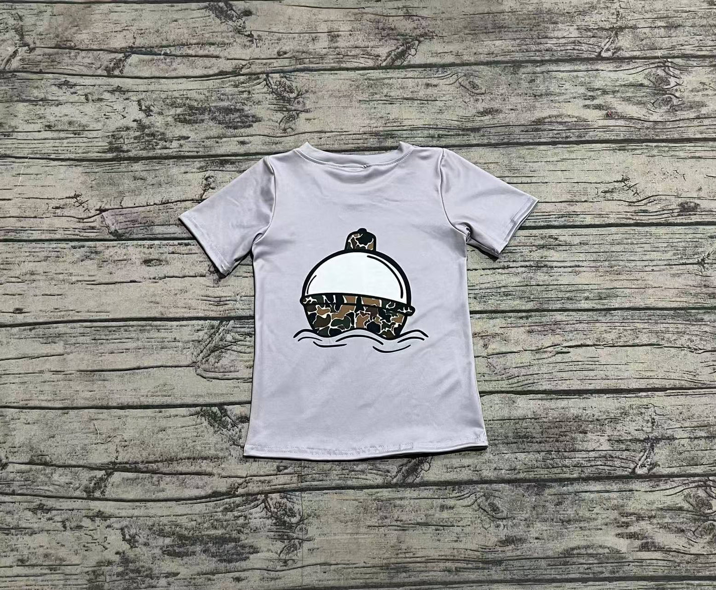 Short sleeves grey camo slip float fishing boys shirt