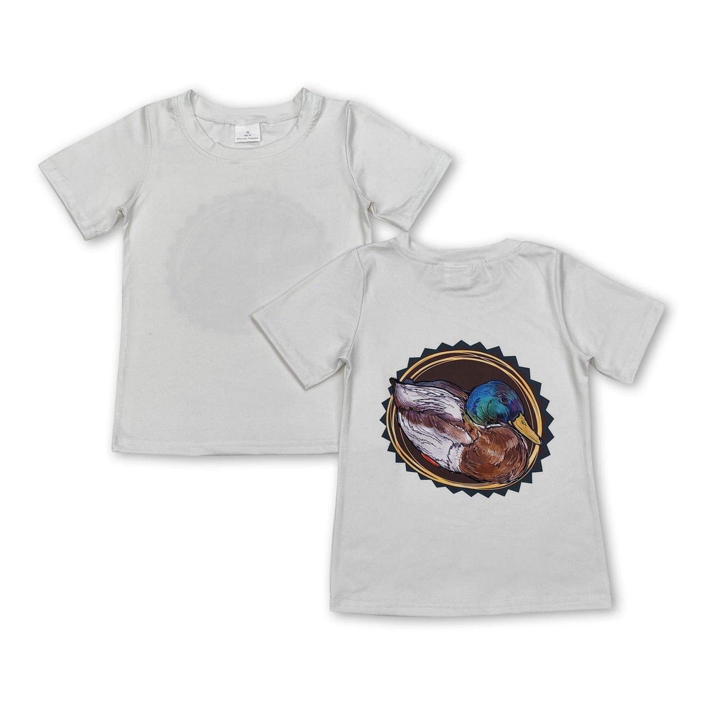 Short sleeves beige duck baby boy hunting shirt