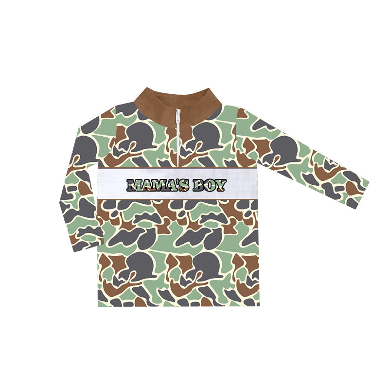 Long sleeves mint camo mama's boy kids zip pullover