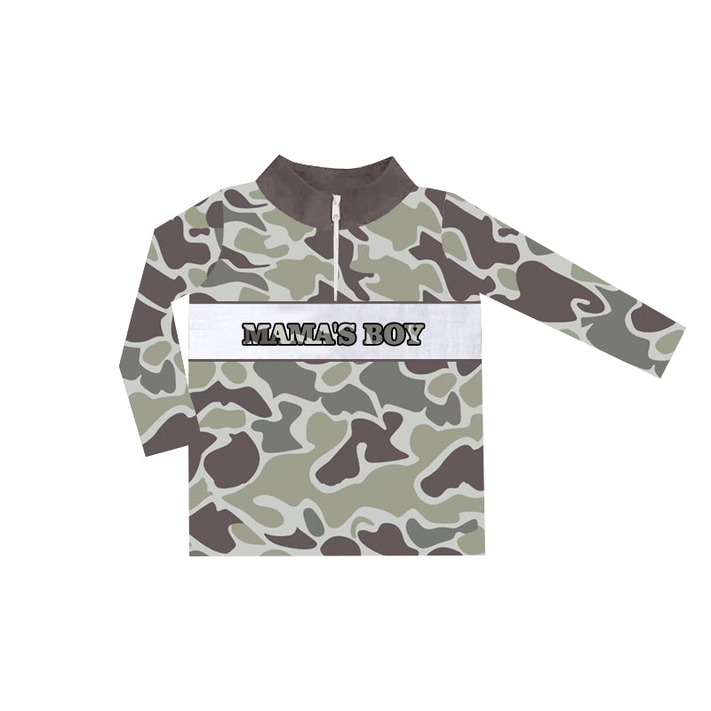 Long sleeves camo mama's boy kids zip pullover