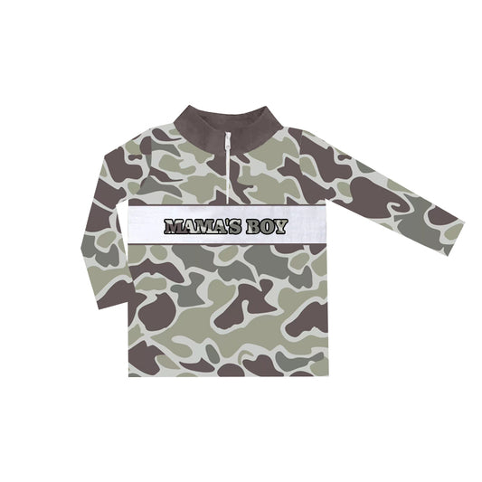 Long sleeves camo mama's boy kids zip pullover