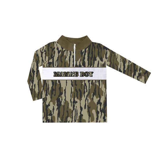 Long sleeves bottomland camo mama's boy kids zip pullover