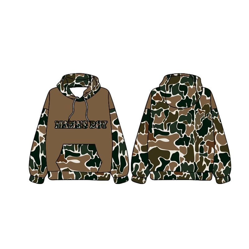 Long sleeves brown camo mama's boy hoodie