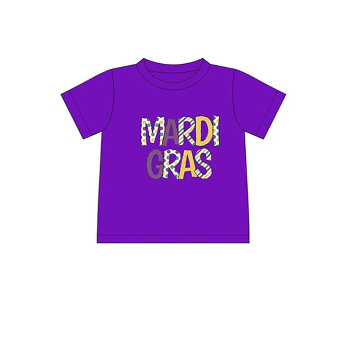 Short sleeves purple mardi gras kids boys shirt