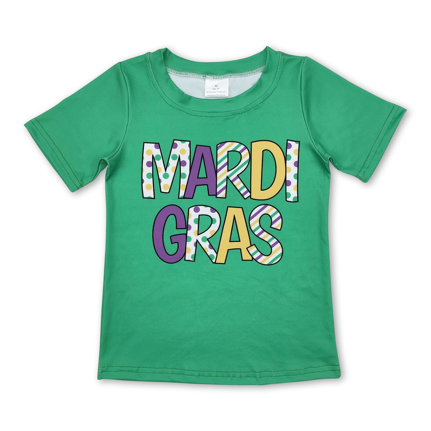 Short sleeves green mardi gras kids boys shirt