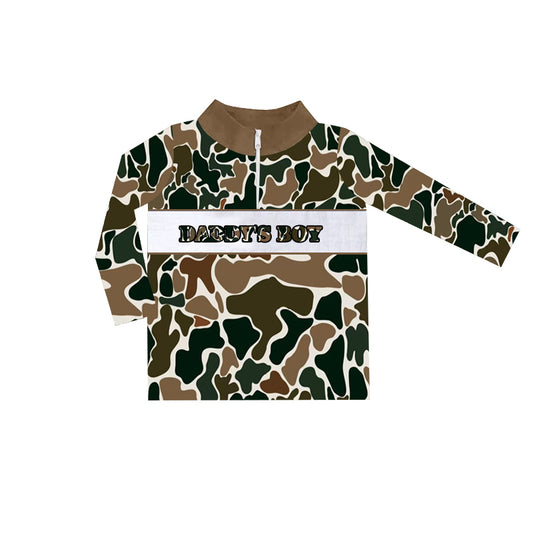 Long sleeves brown camo daddy's boy zip pullover