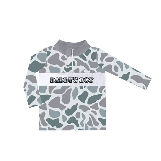 Long sleeves grey camo daddy's boy zip pullover