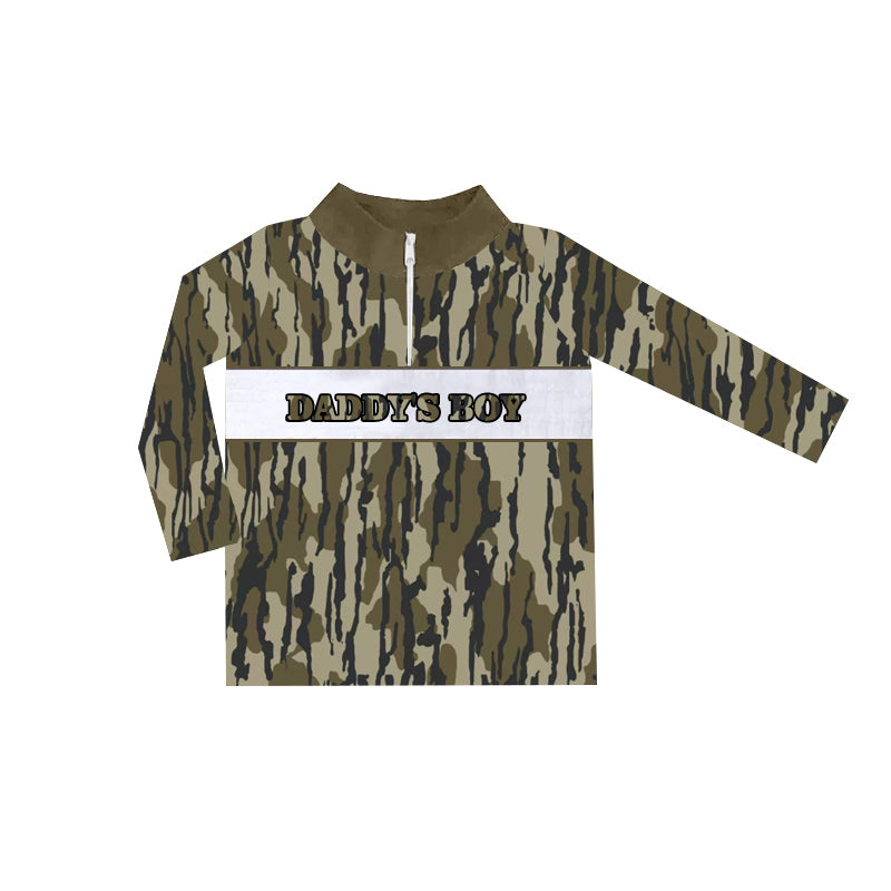 Long sleeves bottomland camo daddy's boy zip pullover