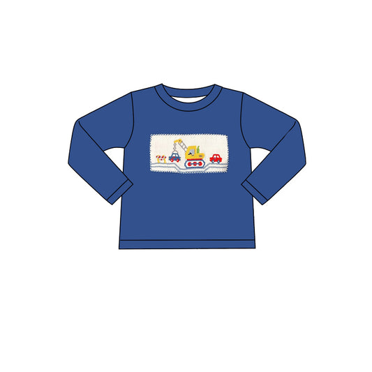 Blue long sleeves constructions kids boys shirt