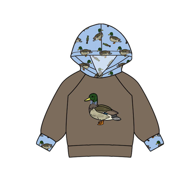 Long sleeves duck print hunting boys hoodie