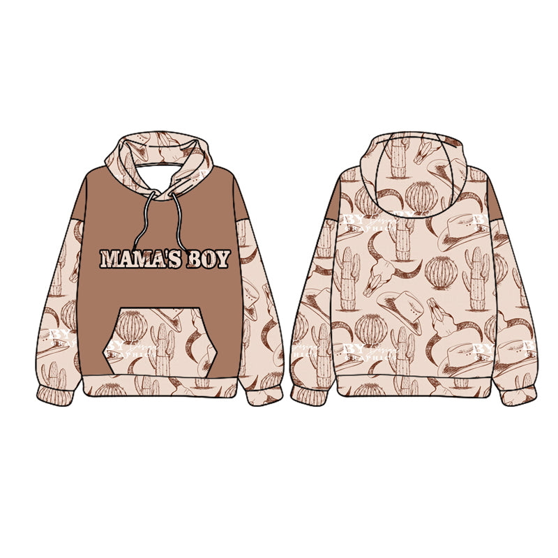 Mama's boy khaki cactus kids western hoodie