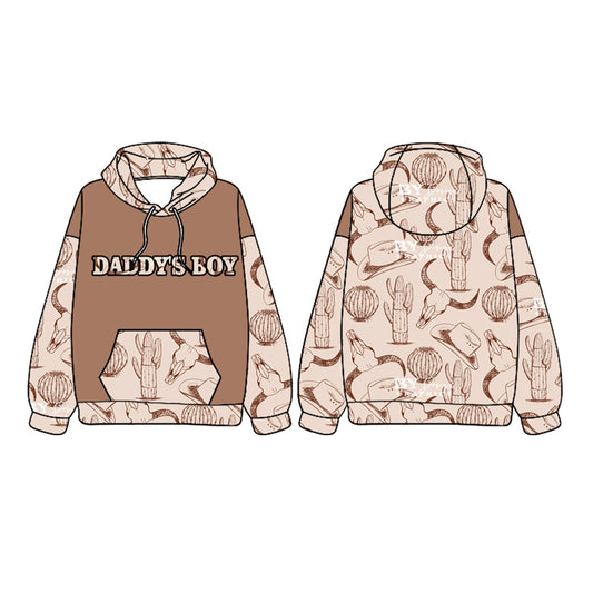 Daddy's boy khaki cactus kids western hoodie