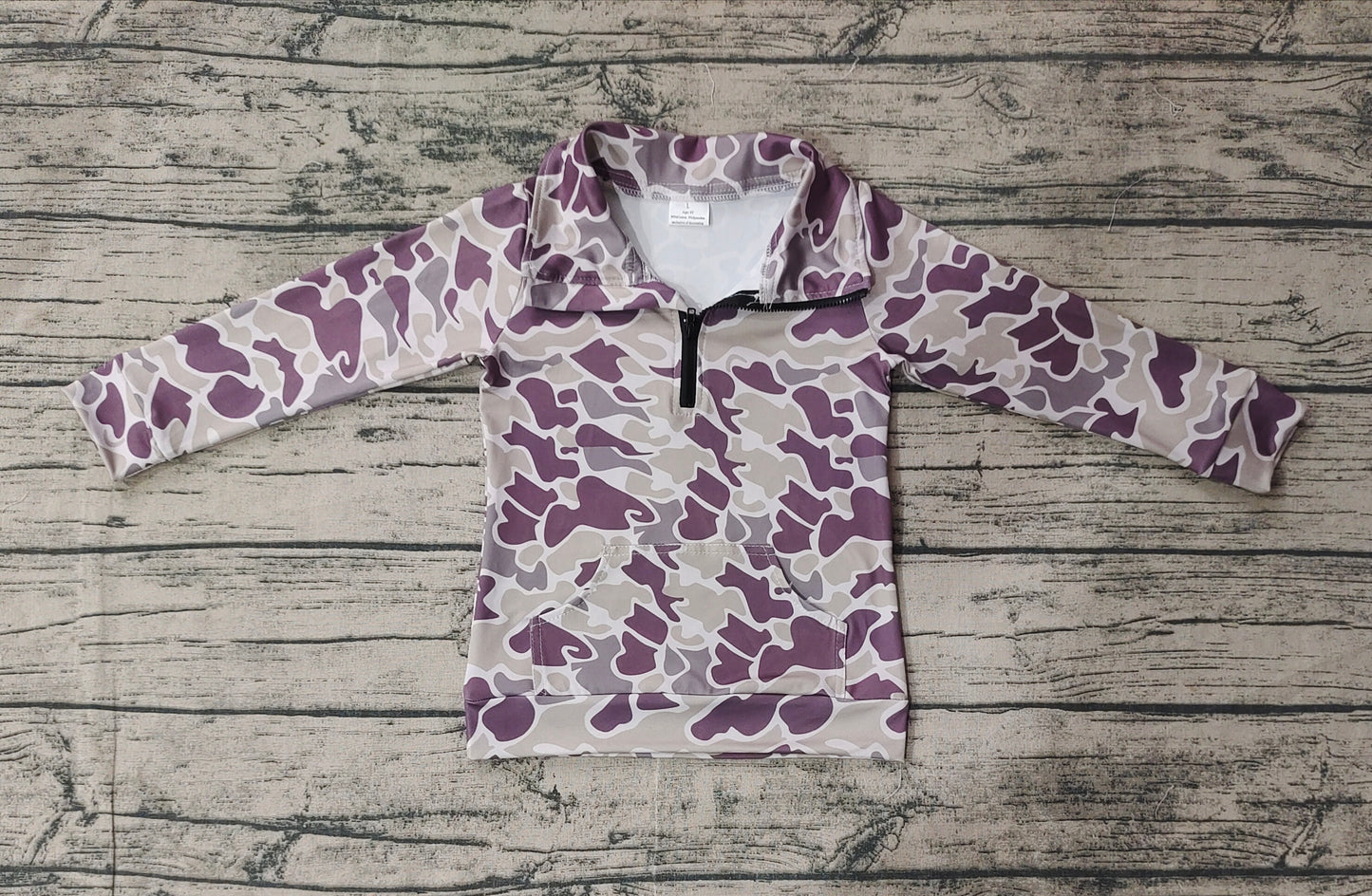 Long sleeves camo pocket boys zip pullover