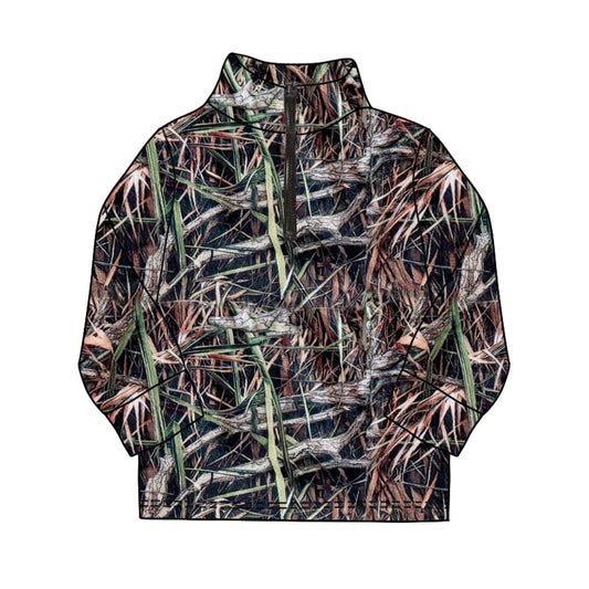 Long sleeves camo hunting kids zip pullover