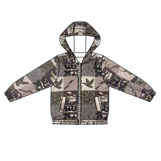 Hunt duck camo patchwork baby kids zipper hooded jacket