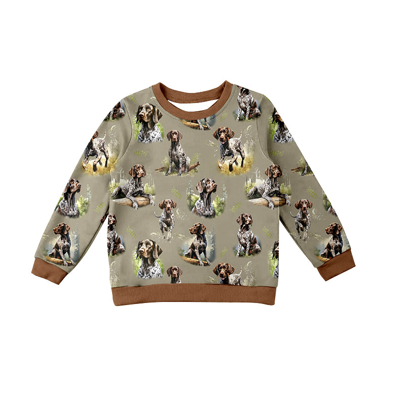 Brown long sleeves dog hunting kids boys shirt