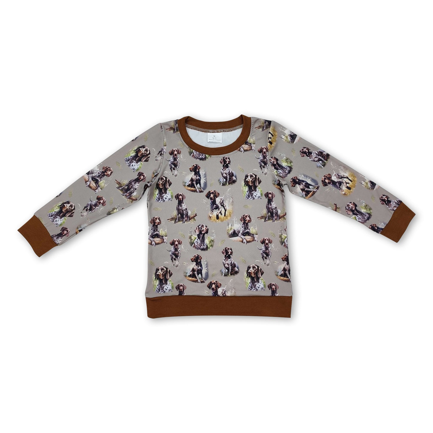 Brown long sleeves dog hunting kids boys shirt