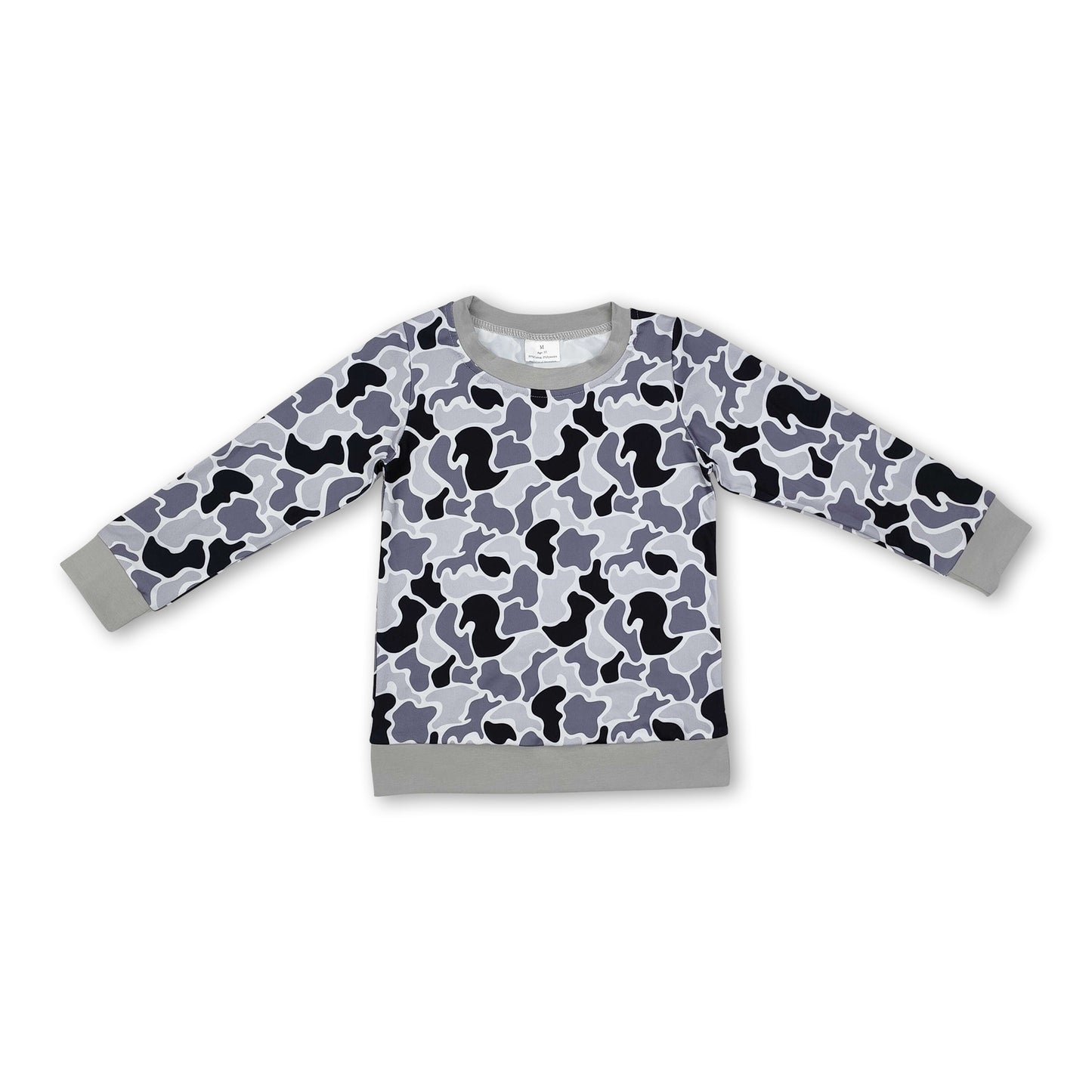 Long sleeves grey camo kids boys shirt