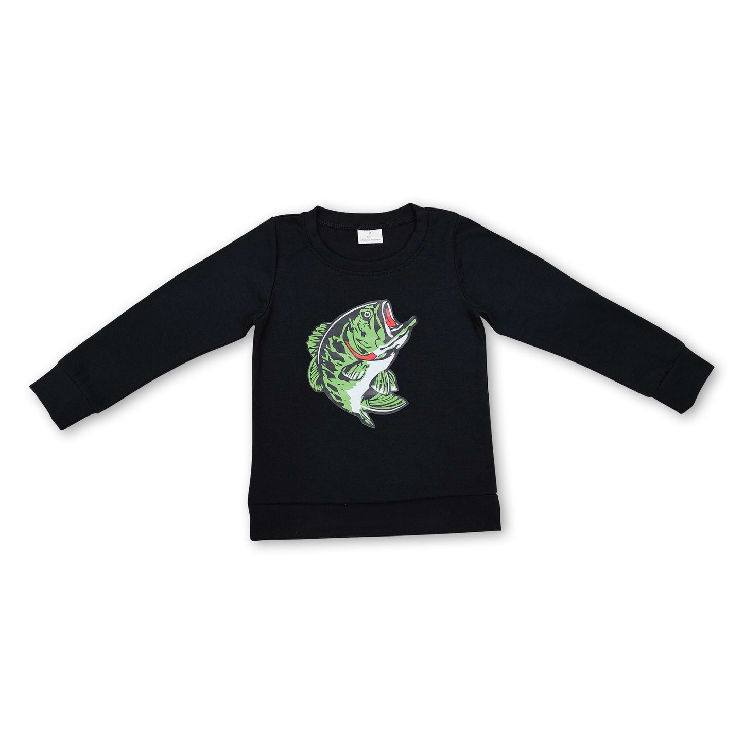 Dark grey long sleeves fish kids boys shirt