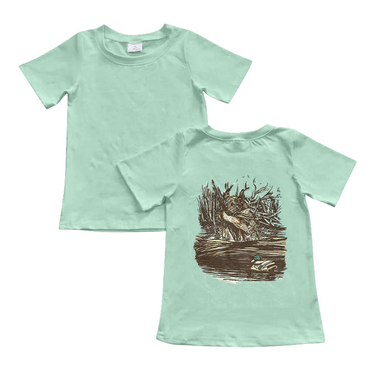 Short sleeves dog duck kids boys hunting shirt