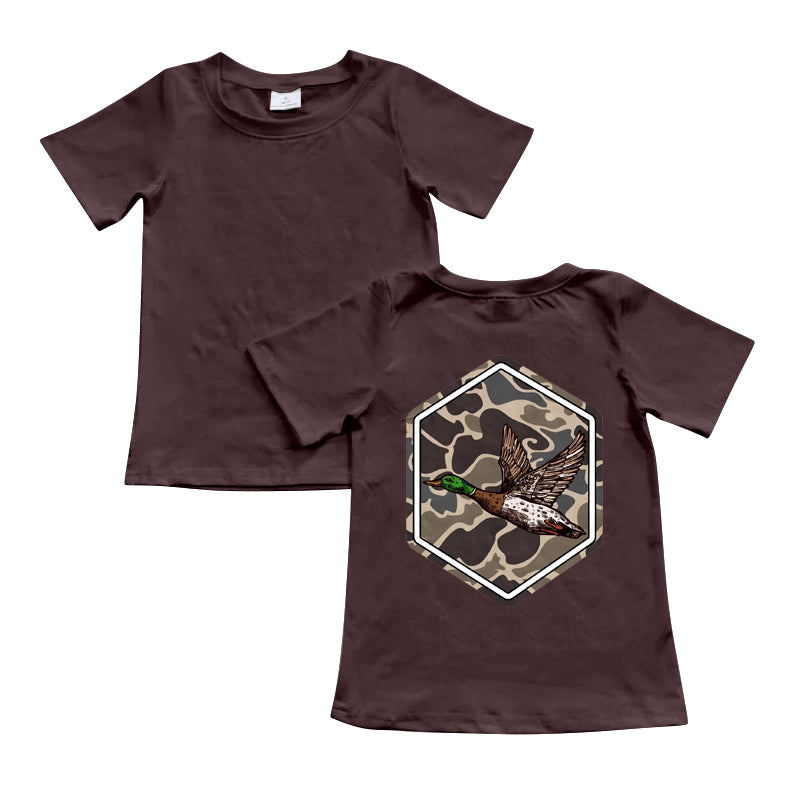 Short sleeves brown camo duck kids boys shirt