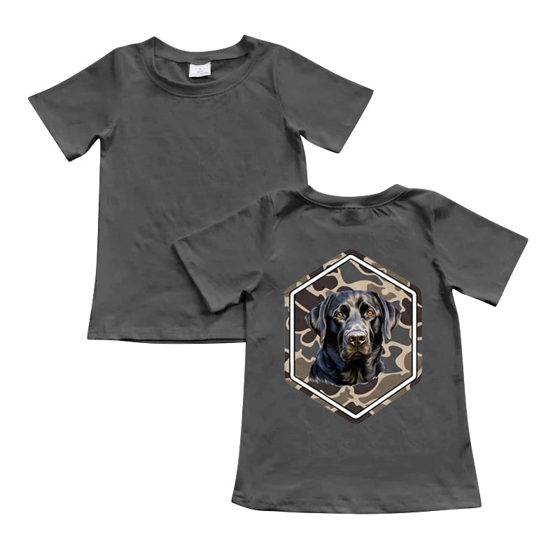 Short sleeves dark grey camo duck kids boys shirt