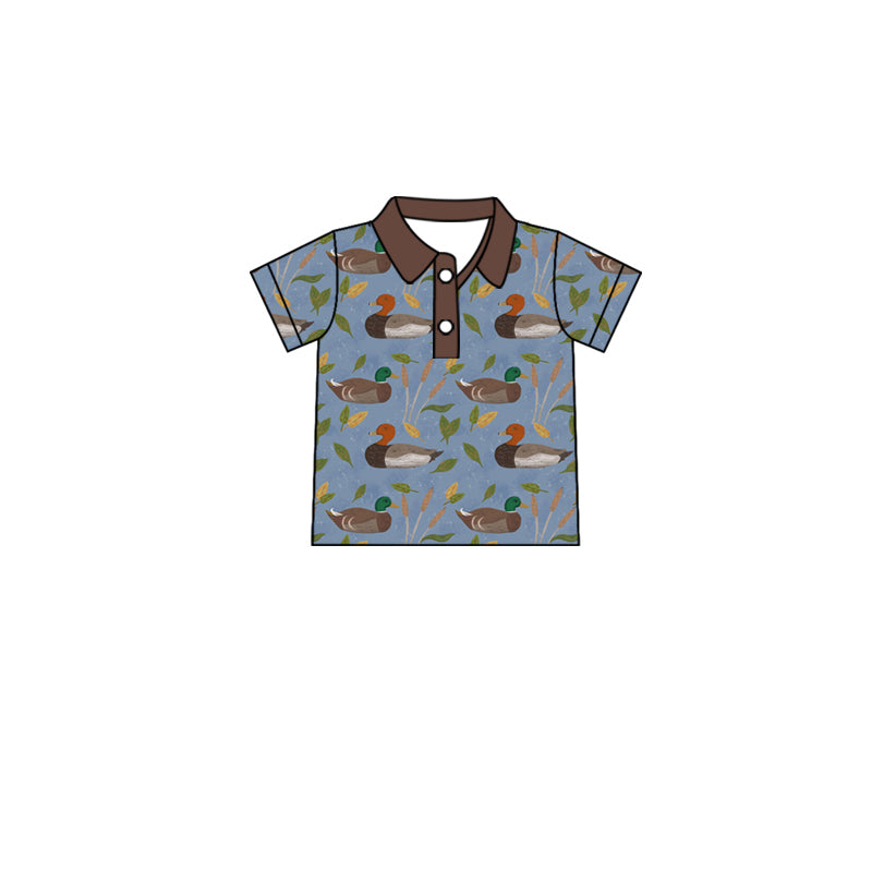 Short sleeves duck brown kids boys polo shirt